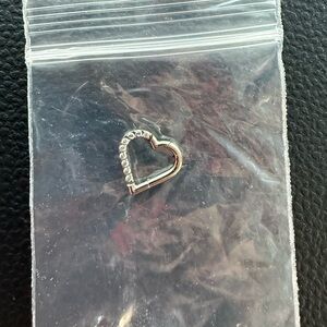 Crystal-Accented Heart Hoop Earring in Silver